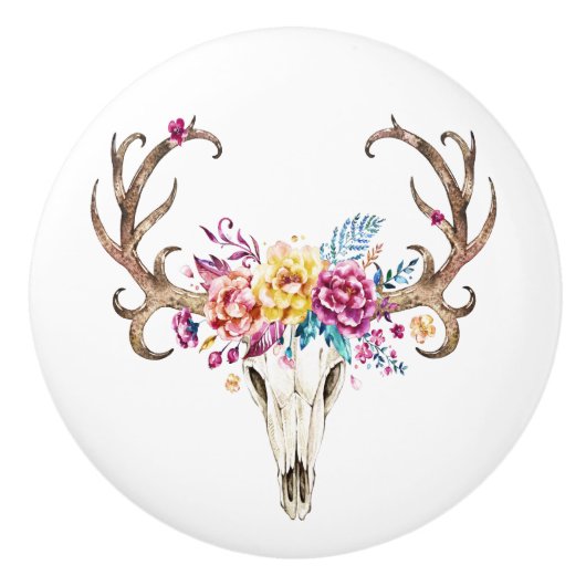 Zuidwestelijke Tribal Skull 3 Keramische Knop (Voorkant)