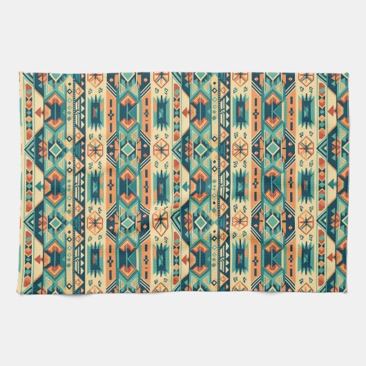 Zuidwestelijke Tribal Turquoise Theedoek (Horizontaal)