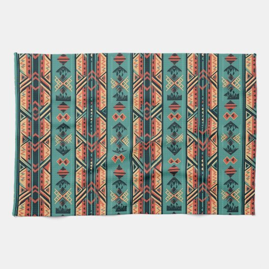 Zuidwestelijke Tribal Turquoise Theedoek (Horizontaal)