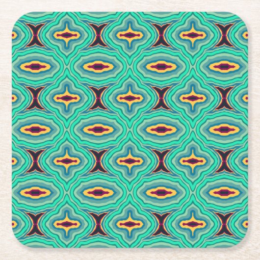 Zuidwestelijke Tropische Boho Chique Geode Patroon Kartonnen Onderzetters (Voorkant)