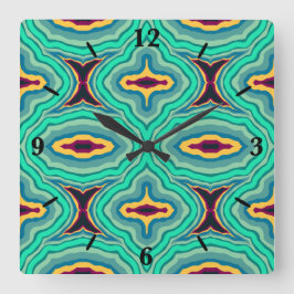 Zuidwestelijke Tropische Boho Chique Geode Patroon Vierkante Klok