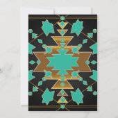 Zuidwestelijke Turquoise Goud & Zwarte Uitnodiging (Achterkant)