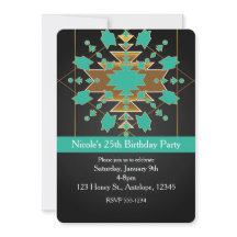 Zuidwestelijke Turquoise Goud & Zwarte Uitnodiging
