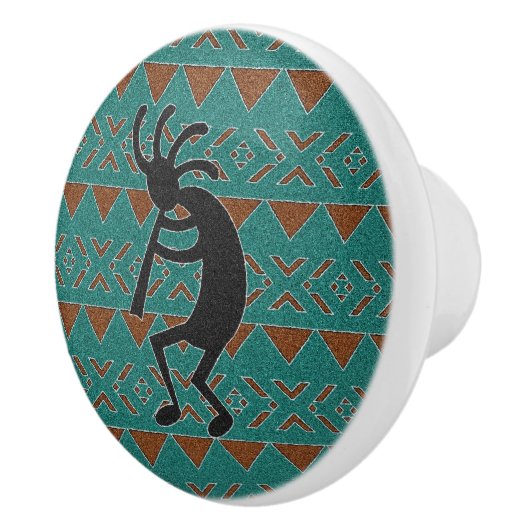 Zuidwestelijke Turquoise Kokopelli Keramische knop (Rechts)