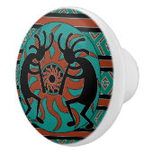 Zuidwestelijke Turquoise Tribal Sun Kokopelli Keramische Knop (Rechts)