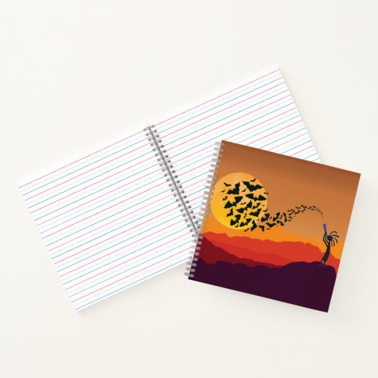 Zuidwestelijke vleermuizen Moon Kokopelli Notitieboek (Binnen)