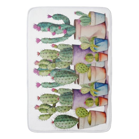 Zuidwestelijke waterverf cactus succulenten in pot badmat (Voorkant Verticaal)