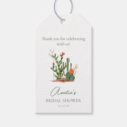 Zuidwestelijke Woestijn Cactus Bruidsdouche Aangep Cadeaulabel (Voorkant)