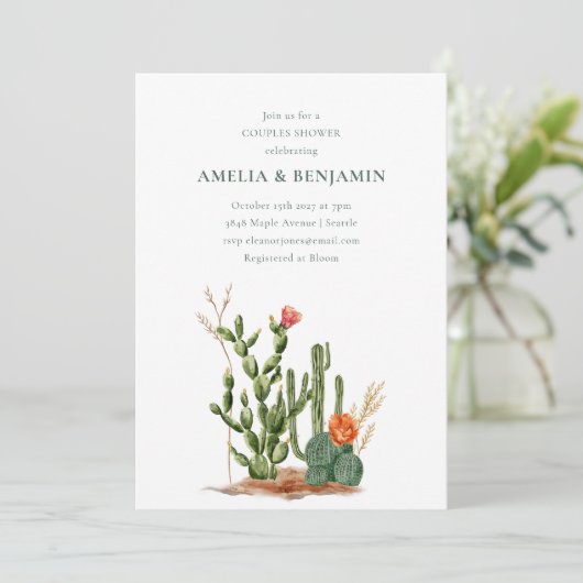 zuidwestelijke woestijn cactus koppels douche kaart (Staand voorkant)