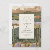 Zuidwestelijke Woestijn Cactus Landschap Wedding Kaart (Voorkant)