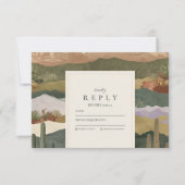 Zuidwestelijke Woestijn Cactus Landschap Wedding RSVP Kaartje (Voorkant)