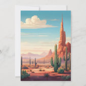 Zuidwestelijke Woestijn en Cactus Bruiloft Kaart (Achterkant)