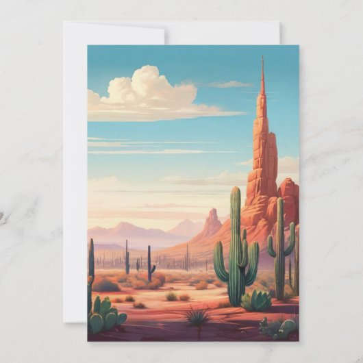 Zuidwestelijke Woestijn en Cactus Bruiloft Kaart (Achterkant)