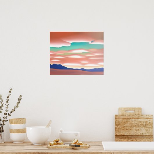 Zuidwestelijke woestijn en Sky minimalistische kun Poster (Keuken)