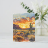 Zuidwestelijke Woestijn Mesa en Saguaro zonsonderg Briefkaart (Staand voorkant)