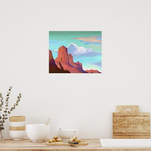 Zuidwestelijke woestijn met bergen minimalistische poster (Keuken)