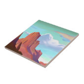 Zuidwestelijke woestijn met bergen minimalistische tegeltje (Zijkant)