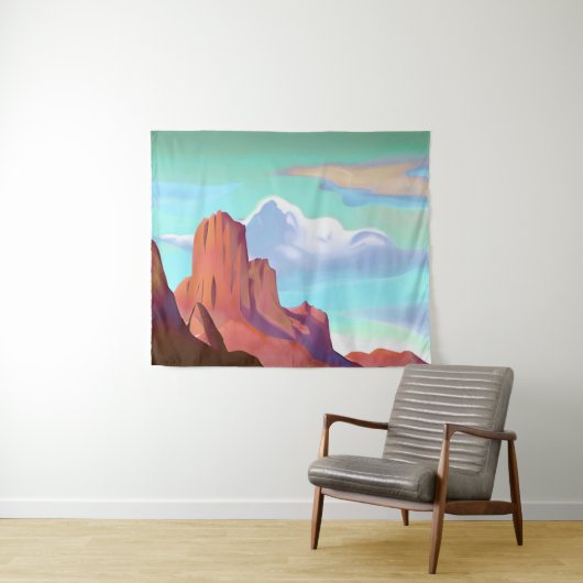 Zuidwestelijke woestijn met bergen minimalistische wandkleed (In Situ (horizontaal))