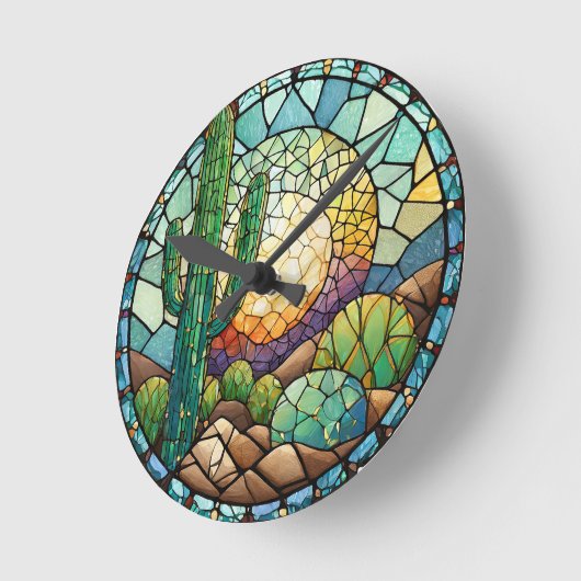 Zuidwestelijke Woestijn Wandklok, 8" Rond Acryl Ronde Klok (Hoek)