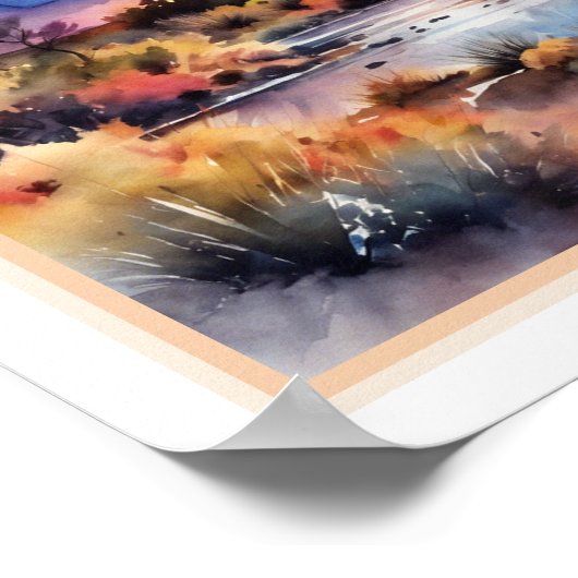 Zuidwestelijke woestijn Waterverf Sunrise Landscha Poster (Hoek)