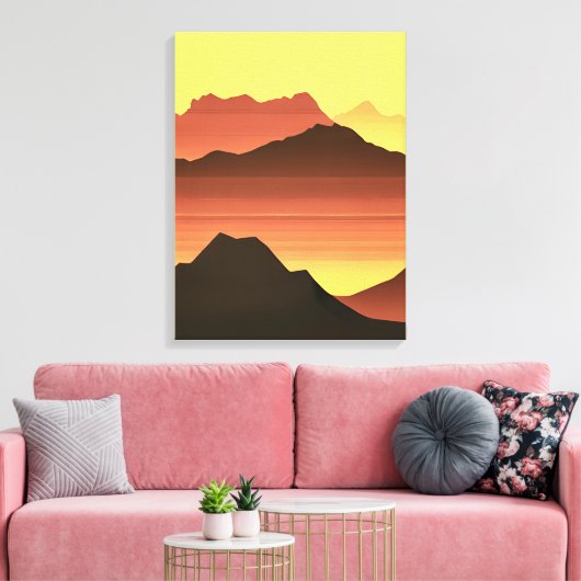Zuidwestelijke woestijn zonsondergang met bergen canvas afdruk (Insitu (Woonkamer))