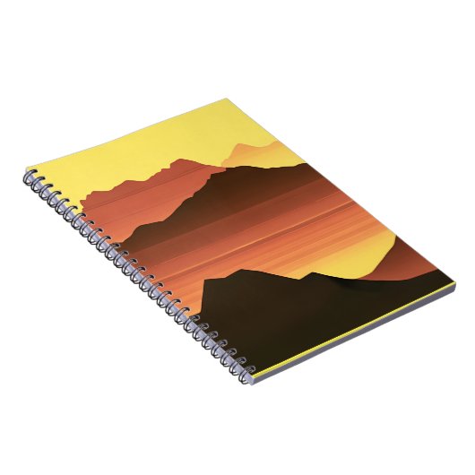 Zuidwestelijke woestijn zonsondergang met bergen notitieboek (Rechterzijde)