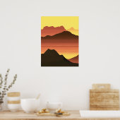 Zuidwestelijke woestijn zonsondergang met bergen poster (Keuken)