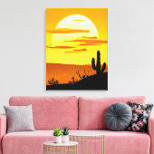 Zuidwestelijke woestijn Zonsondergang met Cactus Canvas Afdruk (Insitu (Woonkamer))
