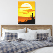 Zuidwestelijke woestijn Zonsondergang met Cactus Canvas Afdruk (Insitu (Slaapkamer))