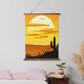 Zuidwestelijke woestijn Zonsondergang met Cactus Hangend Wandkleed (Slaapkamer)
