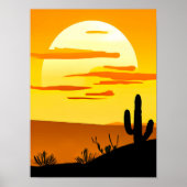 Zuidwestelijke woestijn Zonsondergang met Cactus Poster (Voorkant)