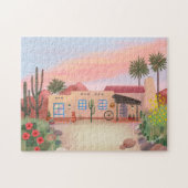 Zuidwestelijke woestijncactus Adobe House Legpuzzel (Horizontaal)