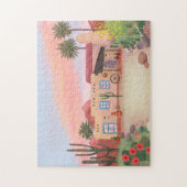 Zuidwestelijke woestijncactus Adobe House Legpuzzel (Verticaal)