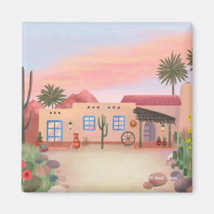 Zuidwestelijke woestijncactus Adobe House Magneet