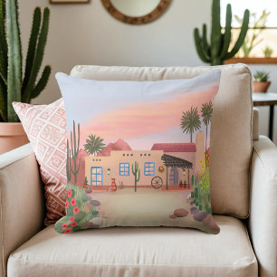 Zuidwestelijke woestijncactus Adobe House Peach Kussen