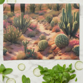 Zuidwestelijke woestijncactus scène theedoek (Gevouwen)