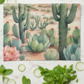 Zuidwestelijke woestijncactus scène theedoek (Gevouwen)