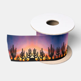 Zuidwestelijke woestijnlandschap Cactus Zonsopkoms Satijnen Lint