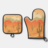 Zuidwestelijke woestijnontwerp ovenwant & pannenlap set (Voorkant)