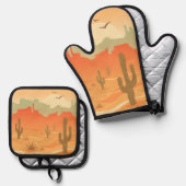 Zuidwestelijke woestijnontwerp ovenwant & pannenlap set (Voorkant / Achterkant)
