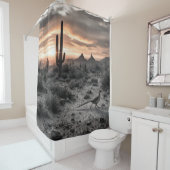 Zuidwestelijke woestijnroadrunner bij zonsopgang douchegordijn (In situ)