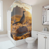 Zuidwestelijke woestijnroadrunner bij zonsopgang douchegordijn (In situ)