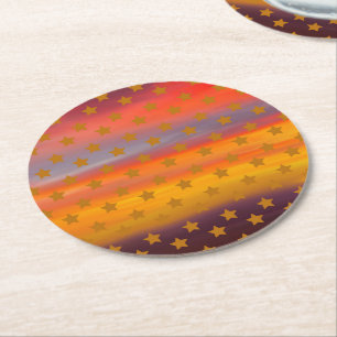 Zuidwestelijke woestijnsterren en strepen Abstract Ronde Kartonnen Onderzetter