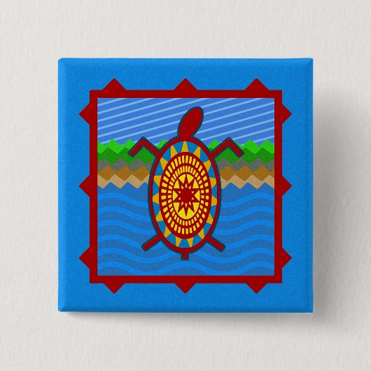 Zuidwestelijke Zee Turtle Scene Buttonnen Vierkante Button 5,1 Cm (Voorkant)