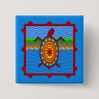 Zuidwestelijke Zee Turtle Scene Buttonnen Vierkante Button 5,1 Cm