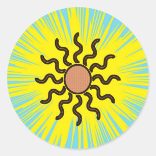 Zuidwestelijke zon Levendig Geel Blauwgroen Sunbur Ronde Sticker