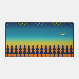 Zuidwestelijke zonsondergang met dennenbomen, ster bureaumat