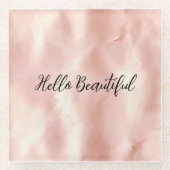 Zuidwesten Blush Roze Cowgirl Koeienhuid Glazen Onderzetter (Voorkant)