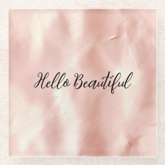 Zuidwesten Blush Roze Cowgirl Koeienhuid Glazen Onderzetter (Voorkant)