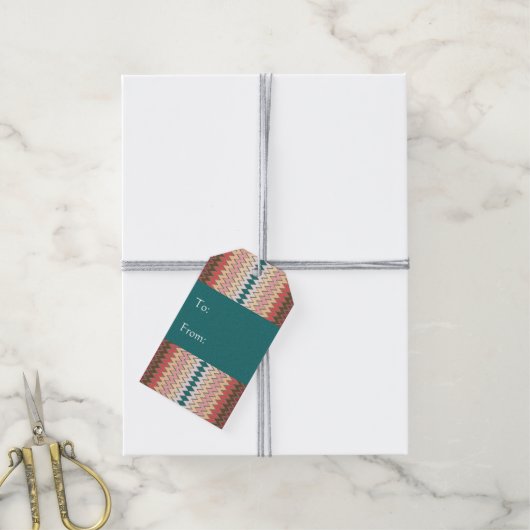 Zuidwesten Chevron Zigzag Gift Labels Pack van 10 Cadeaulabel (Met Touw)